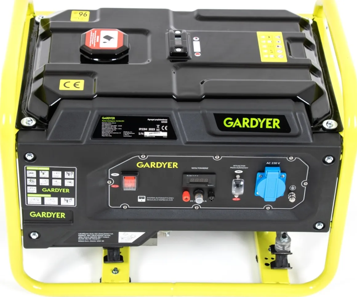 AGREGAT PRĄDOTWÓRCZY GENERATOR PRĄDU JEDNOFAZOWY GARDYER G3100 3kW - OFICJALNY DYSTRYBUTOR - AUTORYZOWANY DEALER GARDYER