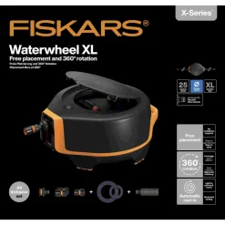 Automatyczny bęben z wężem ogrodowym FISKARS XL 1067549, 25 m, obrotowy 360°