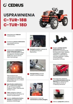 CEDRUS C-TUR 18D 4x4 TRAKTOR TRAKTOREK MINI ROLNICZY SPALINOWY WIELOFUNKCYJNY DIESEL KAMA 195FE 18KM 4x4 - OFICJALNY DYSTRYBUTOR - AUTORYZOWANY DEALER CEDRUS