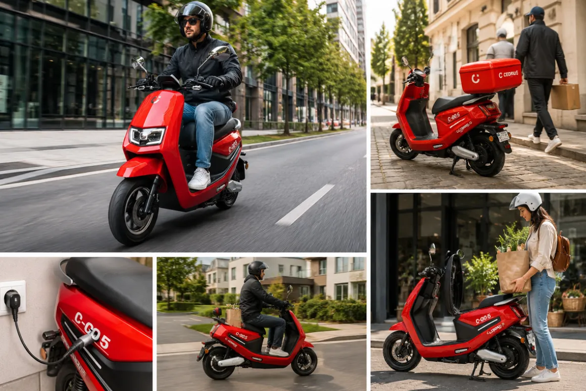 Cedrus Luyuan C-GO-5R-MB5 skuter elektryczny akumulatorowy motorower czerwony
