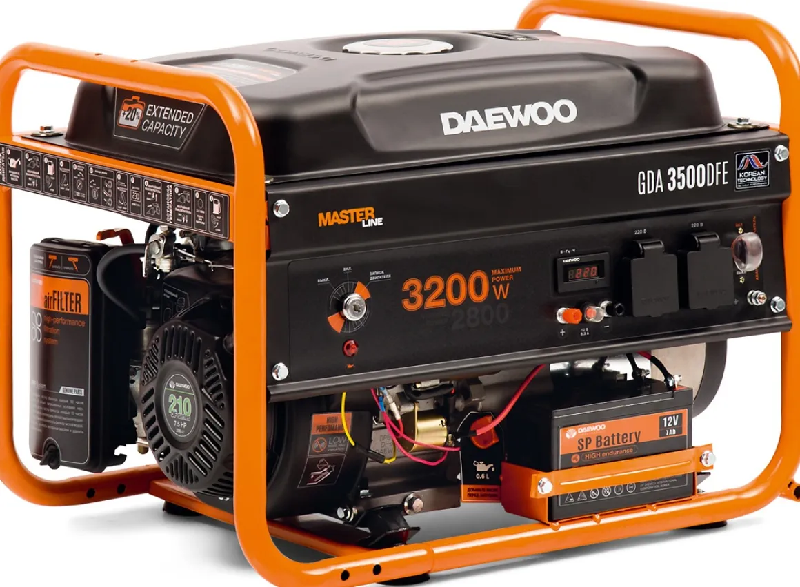 DAEWOO GDA 3500 DFE AGREGAT GENERATOR PRĄDOTWÓRCZY LPG / BENZYNA 2x16A, MOC 3,5kW - OFICJALNY DYSTRYBUTOR - AUTORYZOWANY DEALER DAEWOO