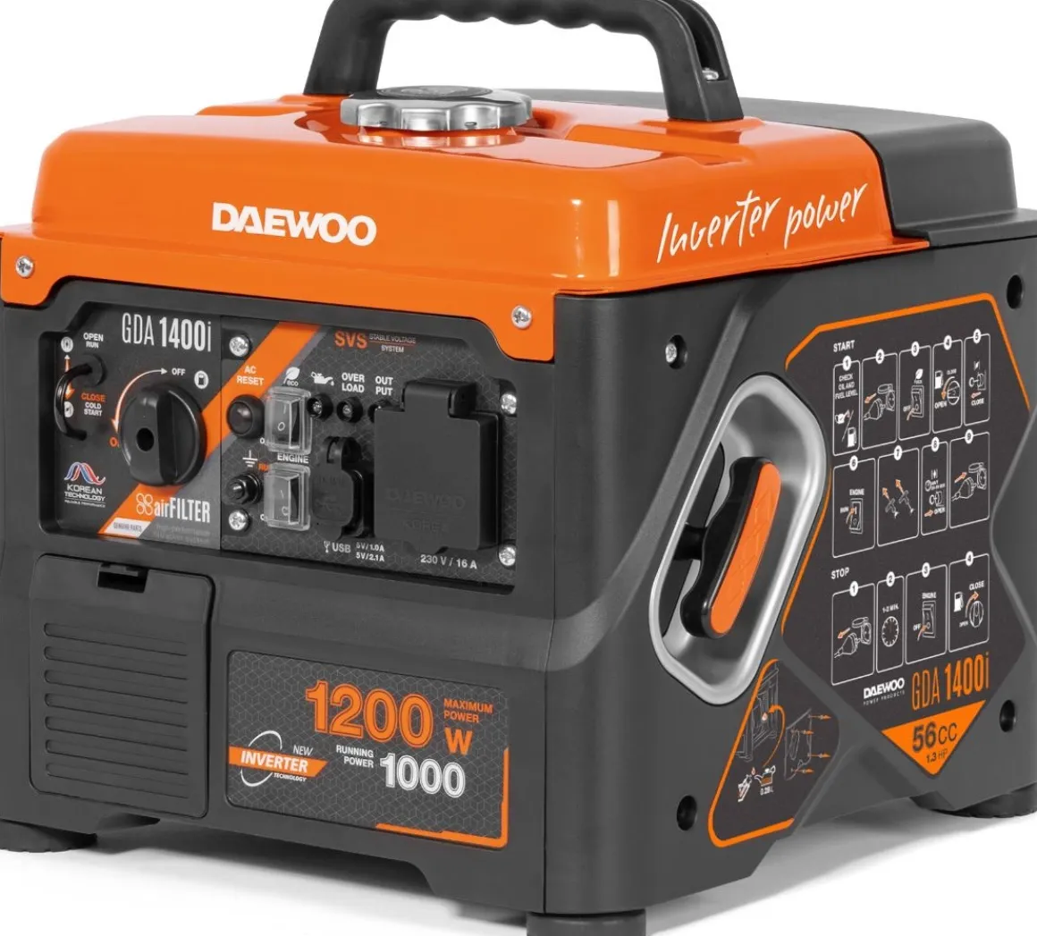 DAEWOO GDA 1400i AGREGAT INWERTOROWY GENERATOR PRĄDOTWÓRCZY 230V 1,2kW - OFICJALNY DYSTRYBUTOR - AUTORYZOWANY DEALER DAEWOO