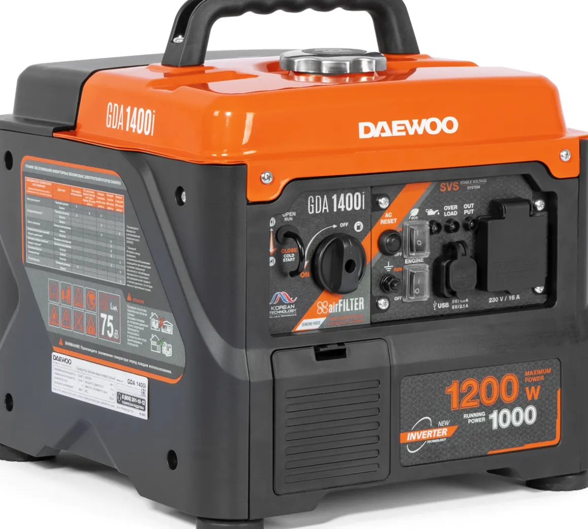 DAEWOO GDA 1400i AGREGAT INWERTOROWY GENERATOR PRĄDOTWÓRCZY 230V 1,2kW - OFICJALNY DYSTRYBUTOR - AUTORYZOWANY DEALER DAEWOO