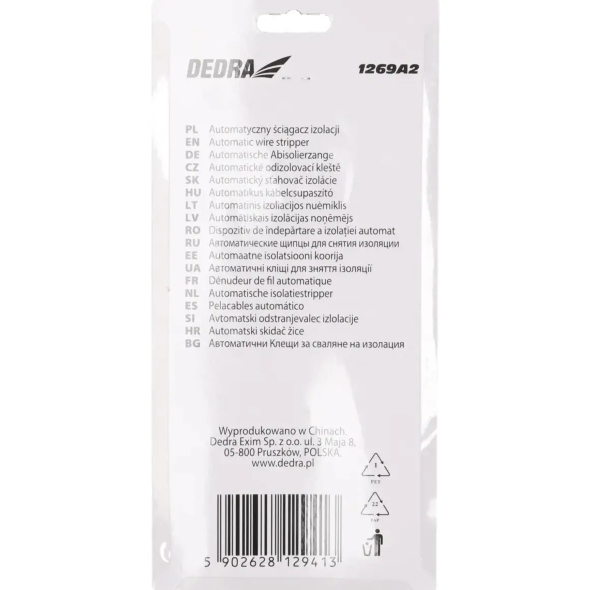DEDRA 1269A2 Automatyczny ściągacz izolacji 0,2-6 mm², zaciskarka i szczypce do kabli