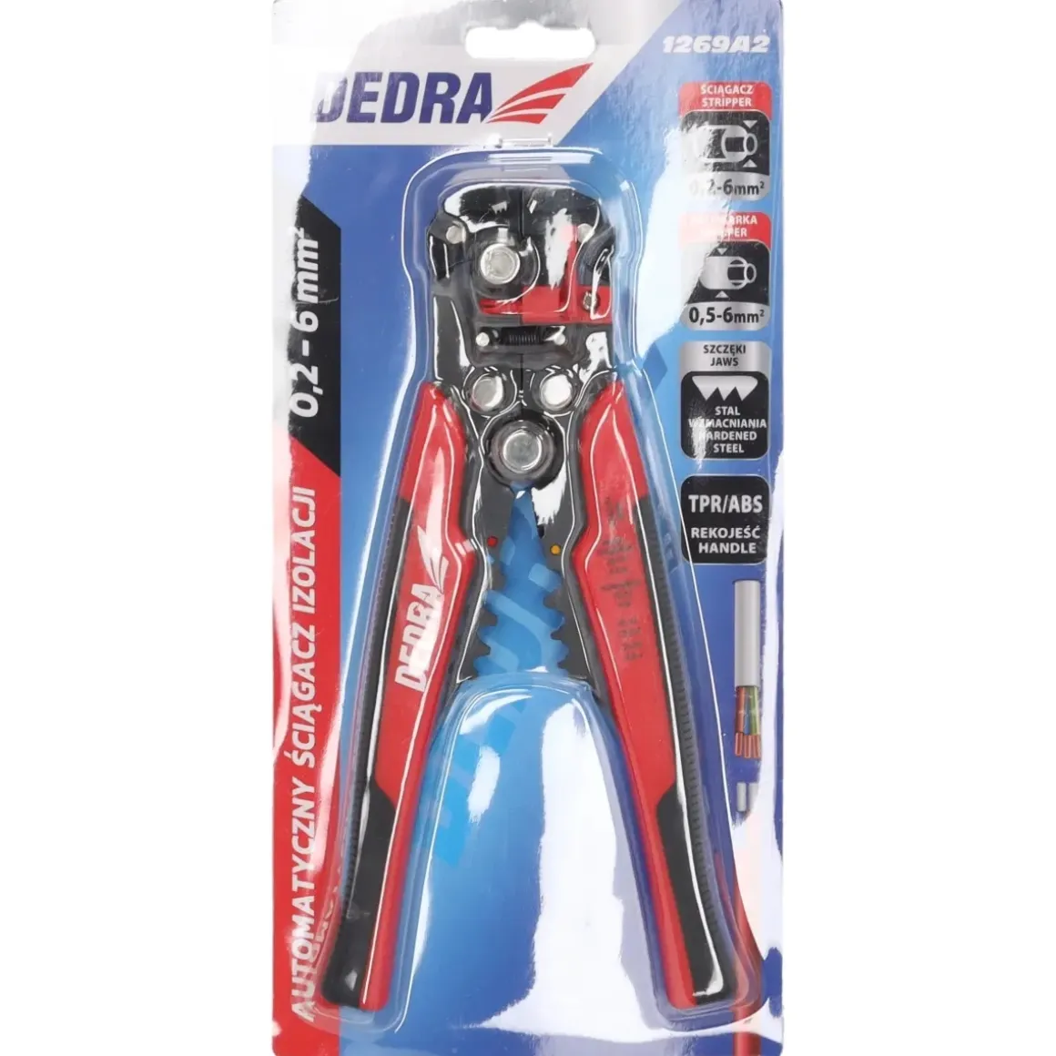 DEDRA 1269A2 Automatyczny ściągacz izolacji 0,2-6 mm², zaciskarka i szczypce do kabli