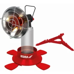 DEDRA 31A008 Promiennik gazowy 1,8 kW na kartusz 7/16 PIEZO, ogrzewacz grzejnik kempingowy