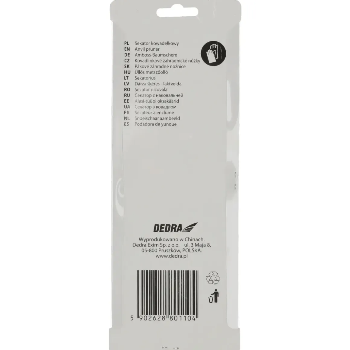 DEDRA 80A010 Sekator kowadełkowy ogrodowy, nożyce do suchych gałęzi SK5 20 mm, blokada
