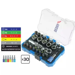 DEDRA 18A11S030 Zestaw bitów, końcówek wkrętakowych i nasadek HEX 1/4 S2 30 szt.