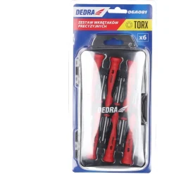 DEDRA 06A081 Zestaw wkrętaków precyzyjnych Torx T5-T10 6 szt. CrV, śrubokręty magnetyczne