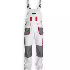 DEDRA BH4SO-S Spodnie ochronne ogrodniczki robocze malarskie białe S/48 White Line 190g/m2