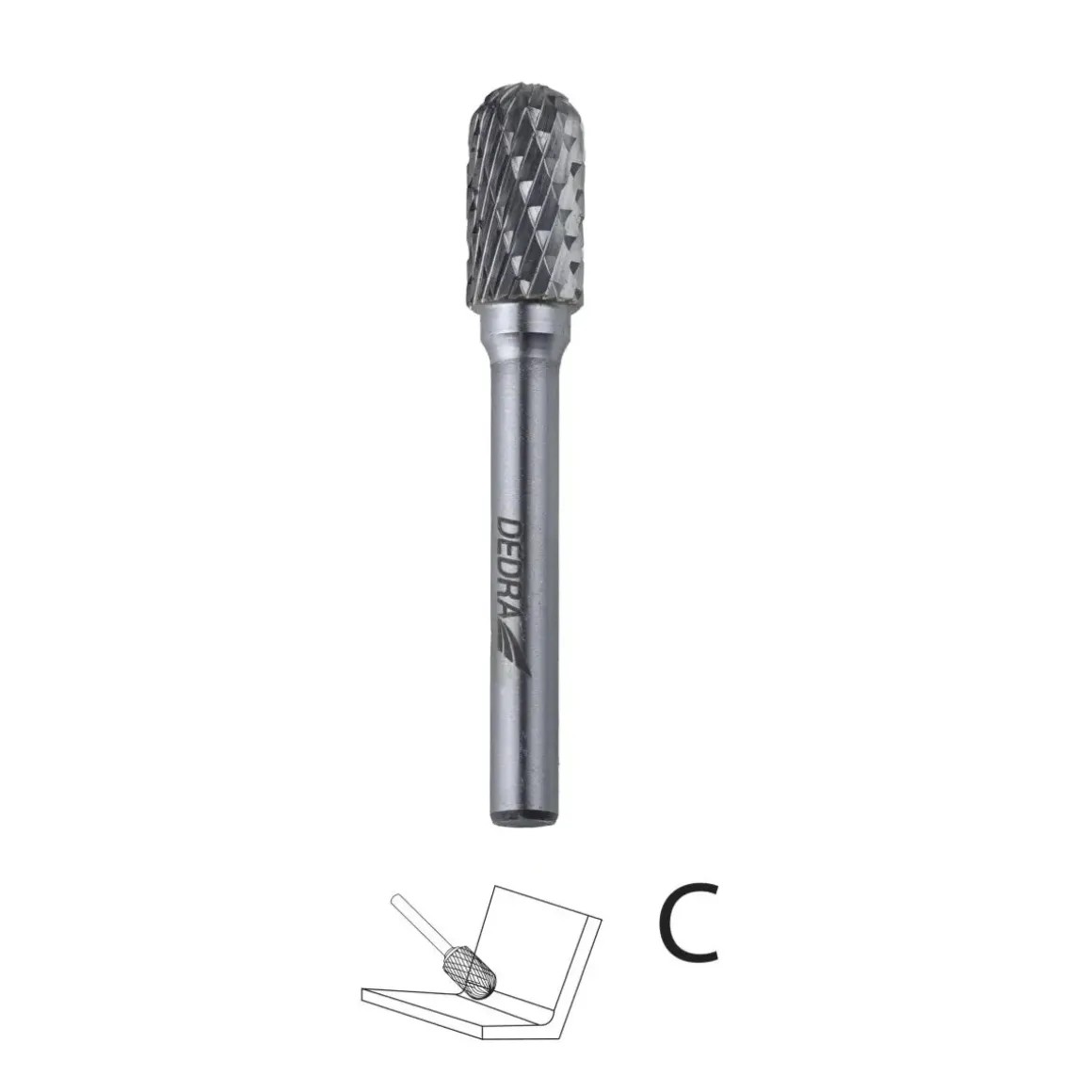 DEDRA DED7948 frez trzpieniowy walcowy zaokrąglony C10x20mm 6mm, pilnik obrotowy do metalu węglikowy