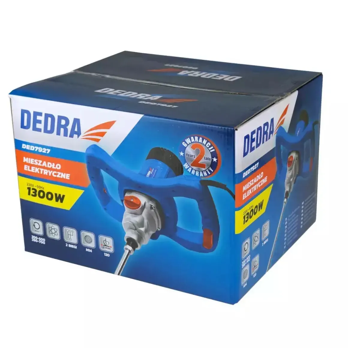 DEDRA DED7927 Mieszadło elektryczne 1300W 2-biegowe mikser do zapraw tynków klejów farb