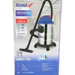 DEDRA DED6610 Odkurzacz warsztatowy przemysłowy 1200W 20L sucho mokro filtr worek