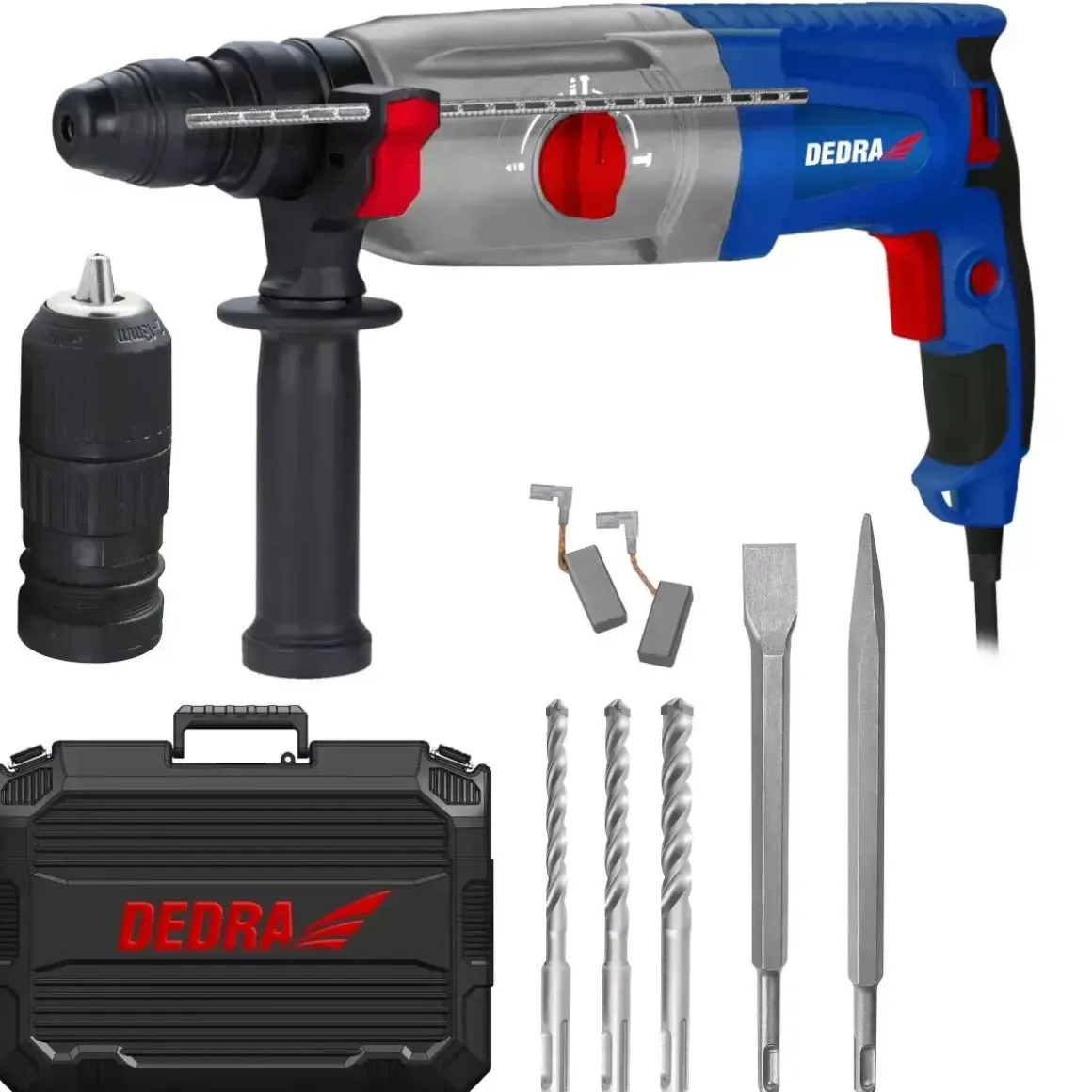 Dedra DED7852QC młotowiertarka SDS Plus QC 1050W 3 funkcje, młot udarowy, walizka