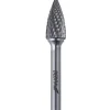 DEDRA 07F662 Frez trzpieniowy G12x25mm 6mm, stożkowy ostry, pilnik obrotowy węglikowy