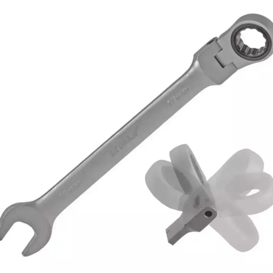 DEDRA 14GP53 Klucz płaski oczkowy 19mm CrV grzechotkowy przegubowy 180°