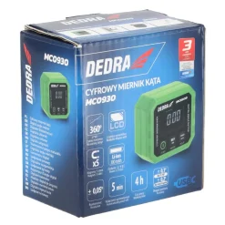 DEDRA MC0930 Cyfrowy miernik kąta 3,7V 4x90° kątomierz inklinometr poziomica LCD
