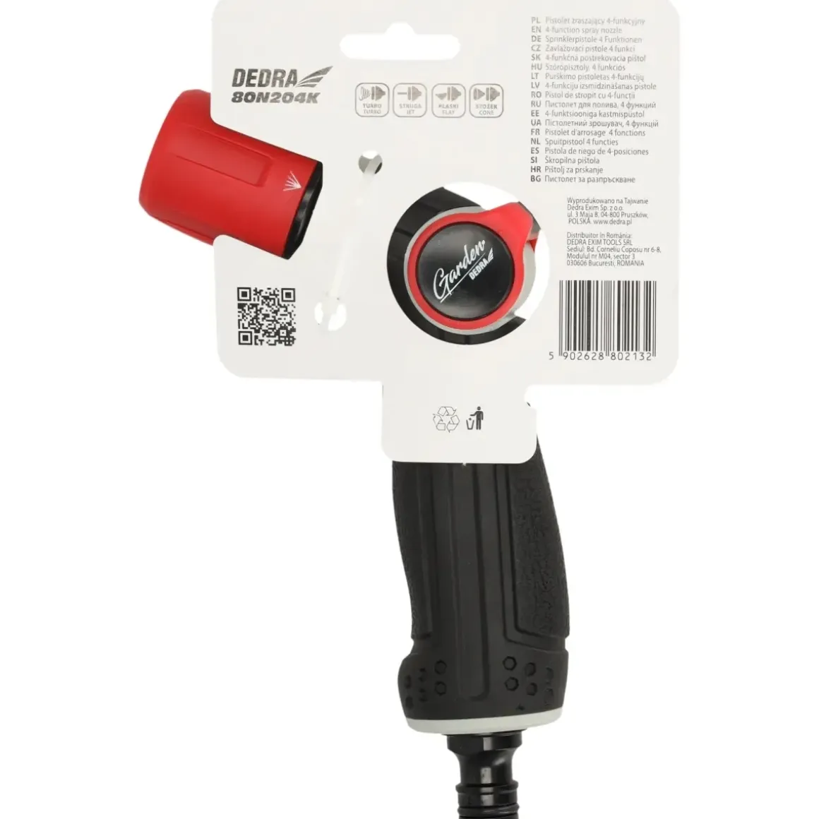 DEDRA 80N204K Pistolet zraszający ogrodowy Thumb Control Turbo Jet Flat Cone
