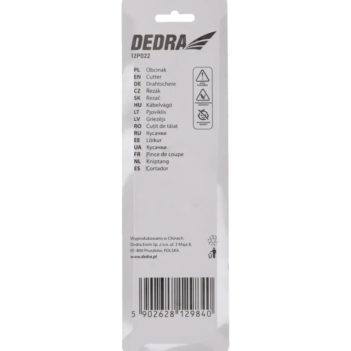 DEDRA 12P022 Obcinak nożyce do kabli 200 mm CrV, cięcie 25 mm, miedź aluminium