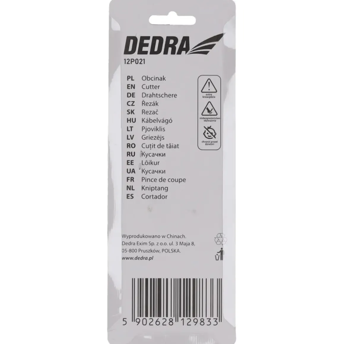 DEDRA 12P021 Obcinak nożyce do kabli 160mm CrV, przewody Cu Al, cięcie 16mm