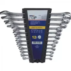 DEDRA POP 1703K Klucze płasko-oczkowe/oczkowo-płaskie CrV 8-22 mm 8 szt. mat
