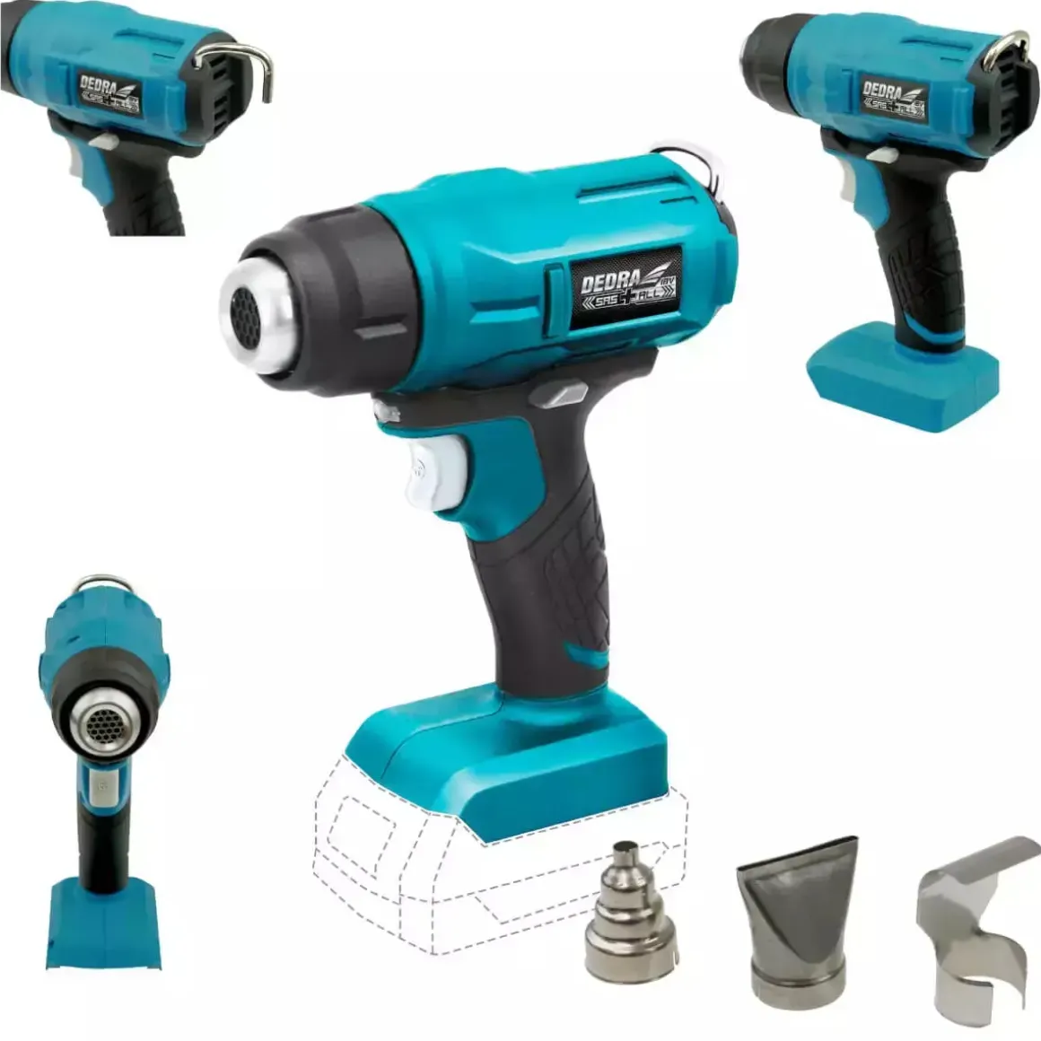 DEDRA SAS+ALL DED7058 Opalarka akumulatorowa 18V 550°C, nagrzewnica pistolet termiczny