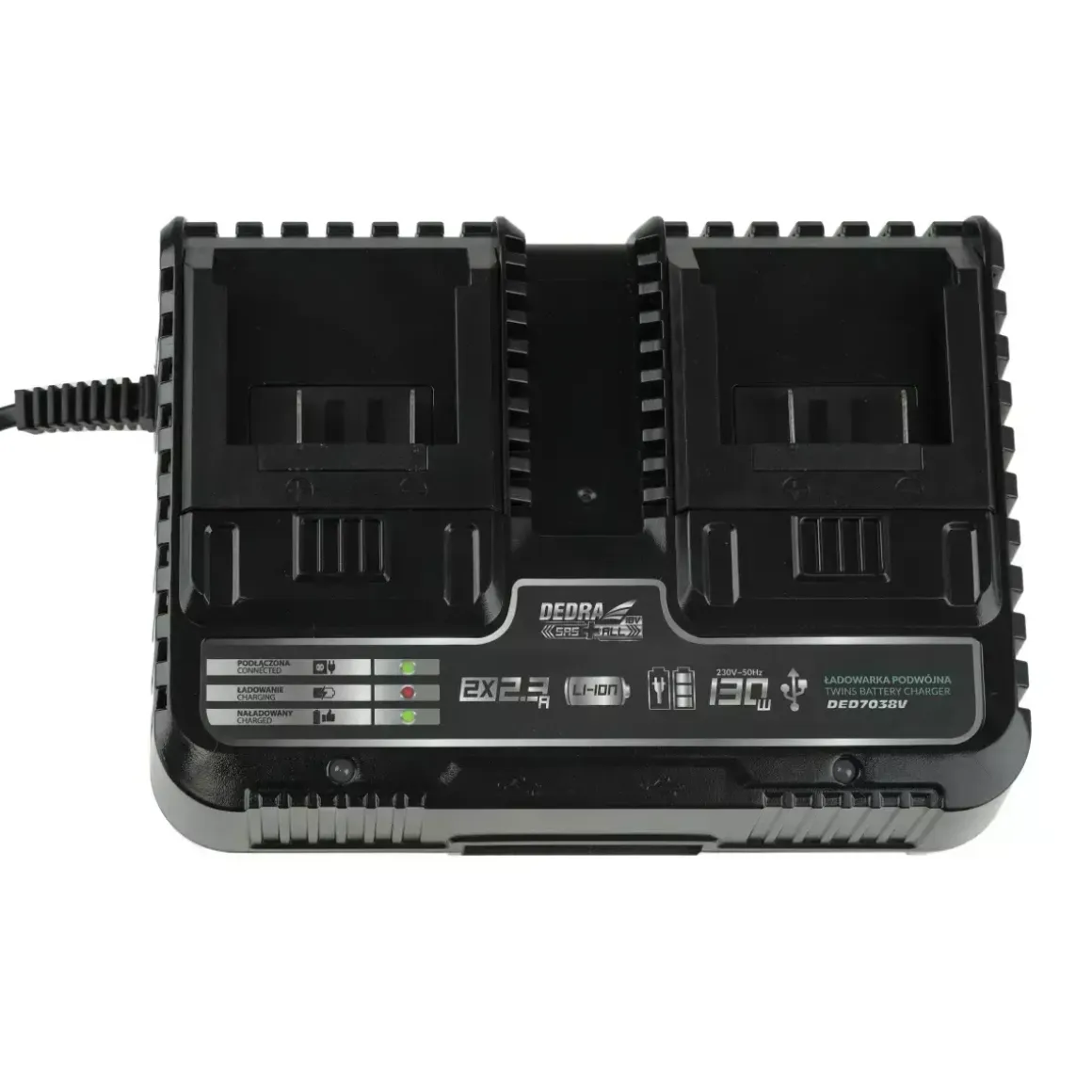 DEDRA SAS+ALL DED7038V ładowarka podwójna zasilacz 20V USB DED7032 DED7034 DED7035