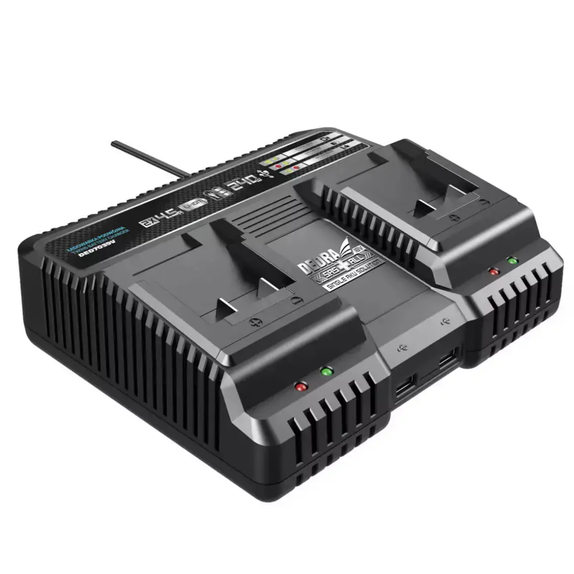 DEDRA SAS+ALL DED7039V Ładowarka szybka podwójna zasilacz 2 akumulatory 20V 2x4,5A USB