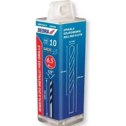 DEDRA WMT06093 Wiertła do metalu HSS 4341 6x93 mm 135° 10 szt., spiralne walcowe