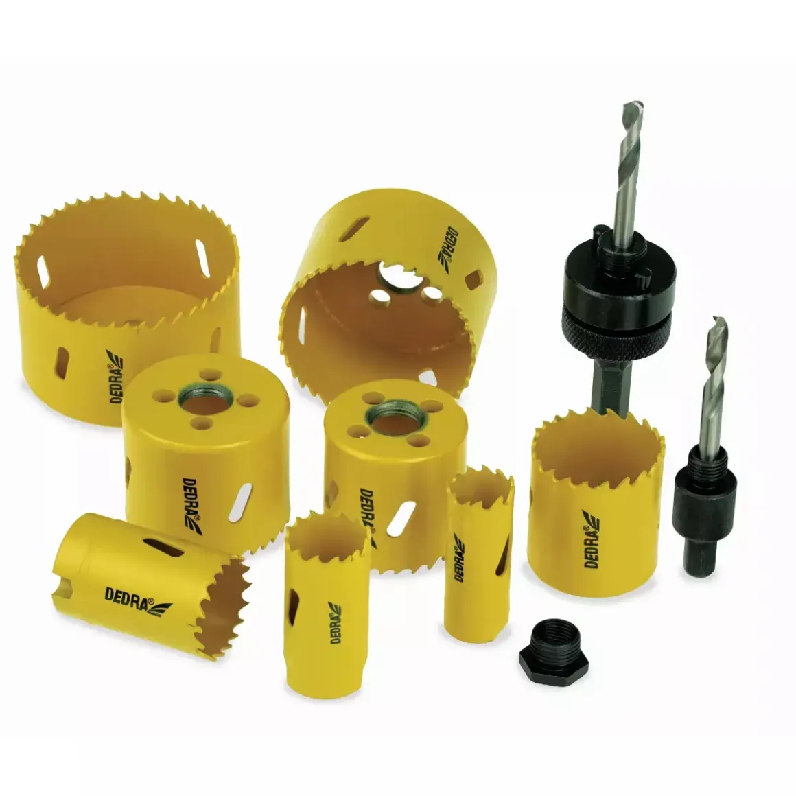 DEDRA 08WZ03 Zestaw otwornic bimetalowych HSS koronki 20-73 mm do metalu drewna 10 szt