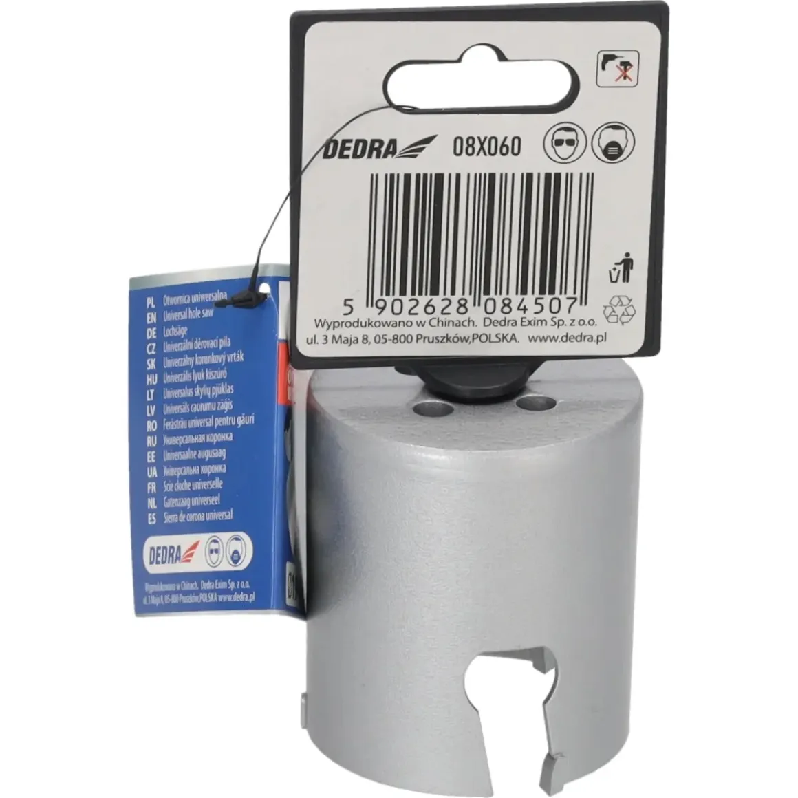 DEDRA 08X060 Otwornica TCT widiowa HM 60 mm 5/8'' uniwersalna do drewna metalu PCV