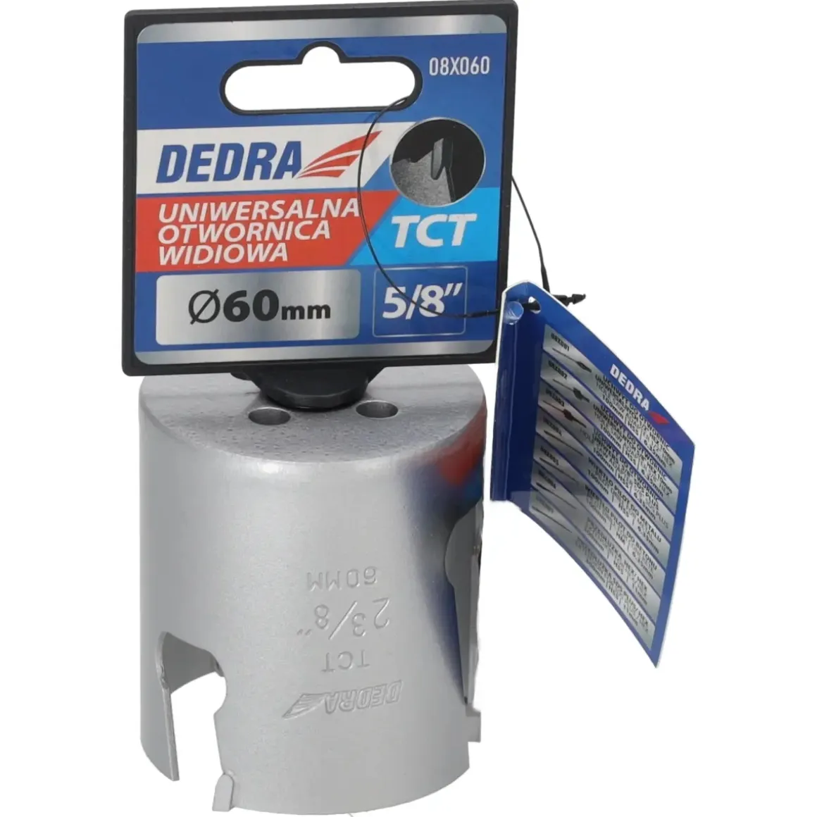 DEDRA 08X060 Otwornica TCT widiowa HM 60 mm 5/8'' uniwersalna do drewna metalu PCV