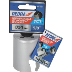 DEDRA 08X051 Otwornica uniwersalna TCT widiowa 51 mm 5/8'' HCS HM do drewna metalu PCV