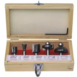 DEDRA 0782 Zestaw 5 frezów kształtowych do drewna MDF, frezy trzpieniowe 8 mm HM