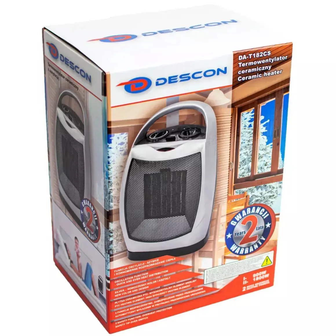 DESCON DA-T182CS Termowentylator ceramiczny 1800W z oscylacją, grzejnik, farelka PTC