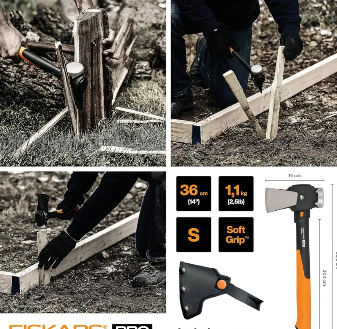 FISKARS Pro IsoCore S SIEKIEROMŁOT TOPOREK SIEKIERA SIEKIERKA UNIWERSALNA CIESIELSKA DO DREWNA SIEKIERO-MŁOT Fiskars Pro IsoCore S 1062936 - OFICJALNY DYSTRYBUTOR - AUTORYZOWANY DEALER FISKARS