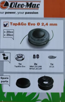 GŁOWICA DO KOS ŻYŁKOWA OLEO-MAC TAP&GO 130mm x 2.4mm EFCO M10x1,25 M8x1,25 61459100 - OFICJALNY DYSTRYBUTOR - AUTORYZOWANY DEALER OLEO MAC