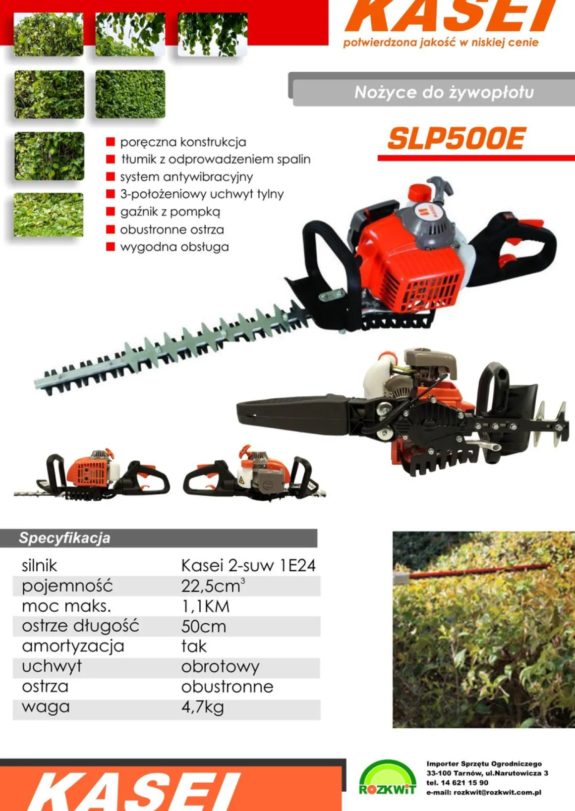 KASEI SLP500-E SEKATOR NOŻYCE SPALINOWE DO ŻYWOPŁOTU KRZAKÓW KRZEWÓW