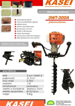KASEI 3WT-300A WIERTNICA GLEBOWA SPALINOWA ŚWIDER GLEBOWY DO ZIEMI JEDNOOSOBOWA + WIERTŁO