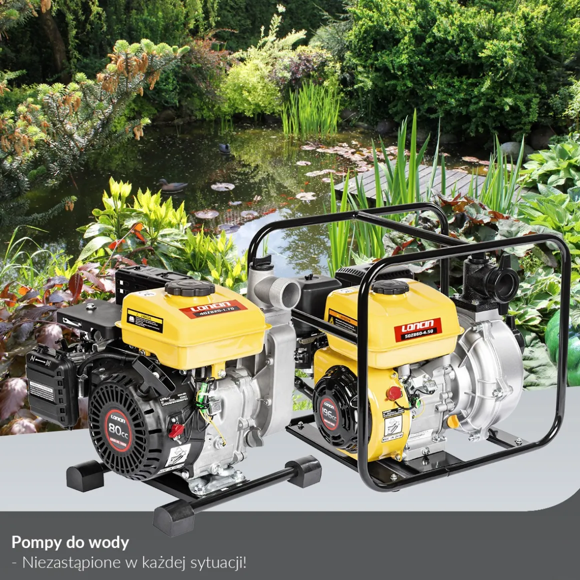 LONCIN LC80NB20-6.1Q MOTOPOMPA POMPA STRAŻACKA SPALINOWA SZLAMOWA DO WODY BRUDNEJ CZYSTEJ WYSOKOWYDAJNA 9KM 69000 l/h 69m3/h - EWIMAX OFICJALNY DYSTRYBUTOR - AUTORYZOWANY DEALER LONCIN