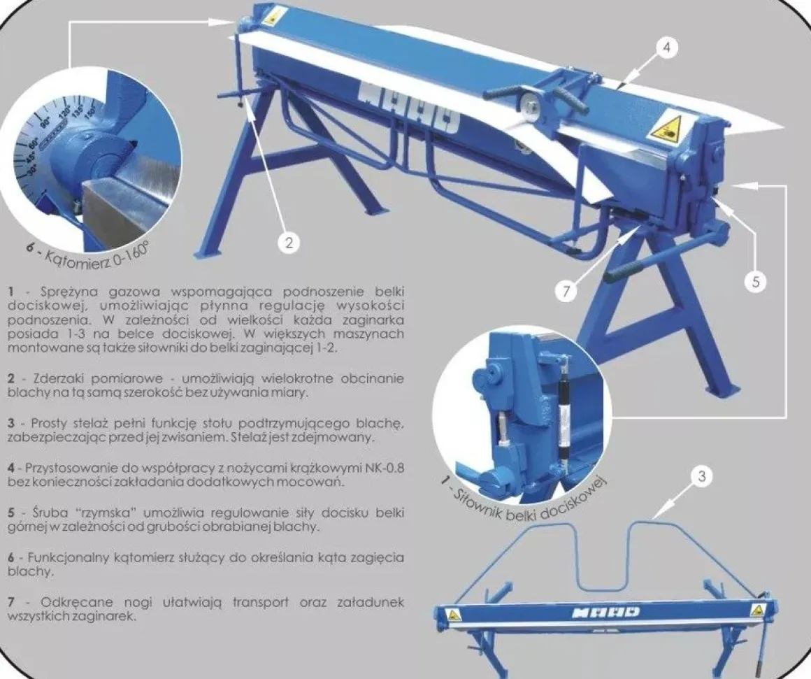 MAAD ZG-1400/0.8 Zaginarka giętarka krawędziarka dekarska do blachy 0,8 mm z cięciem