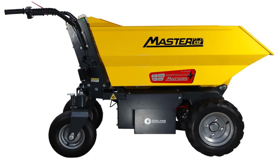 MasterCut AU-ED500 WOZIDŁO TRANSPORTER AKUMULATOROWY BUDOWLANY OGRODOWY TACZKA WYWROTKA ELEKTRYCZNA 48V, 32AH, 500KG