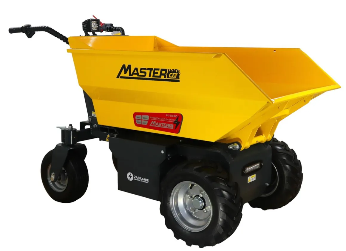 MasterCut AU-ED500 WOZIDŁO TRANSPORTER AKUMULATOROWY BUDOWLANY OGRODOWY TACZKA WYWROTKA ELEKTRYCZNA 48V, 32AH, 500KG