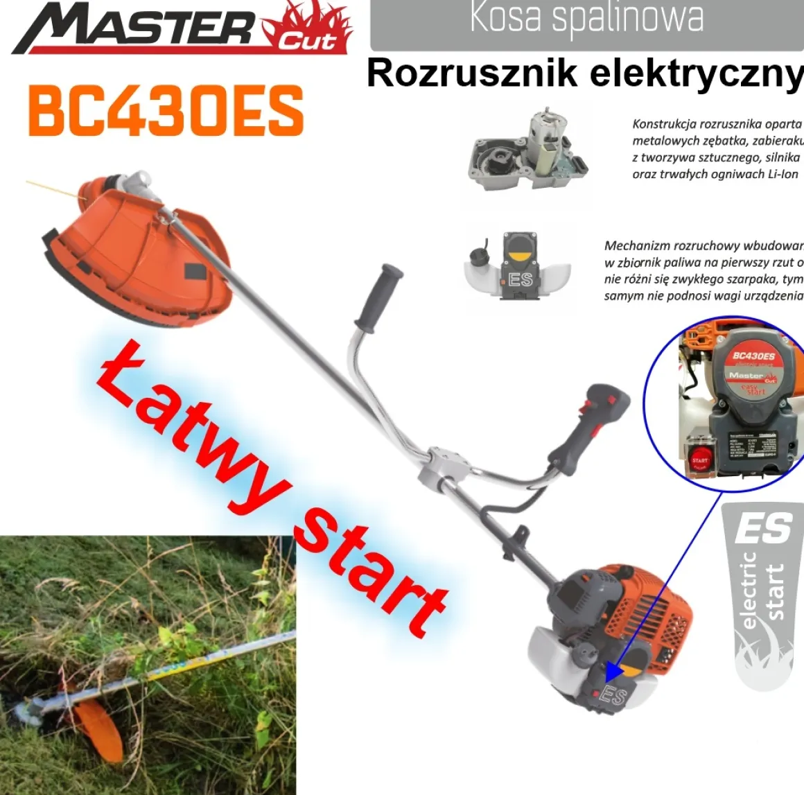 MASTERCUT BC430ES KOSA SPALINOWA Z ROZRUSZNIKIEM ELEKTRYCZNYM ESTART KOSA DO TRAWY WYKASZARKA PODKASZARKA PODCINARKA 2,2KM