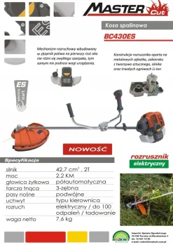 MASTERCUT BC430ES KOSA SPALINOWA Z ROZRUSZNIKIEM ELEKTRYCZNYM ESTART KOSA DO TRAWY WYKASZARKA PODKASZARKA PODCINARKA 2,2KM