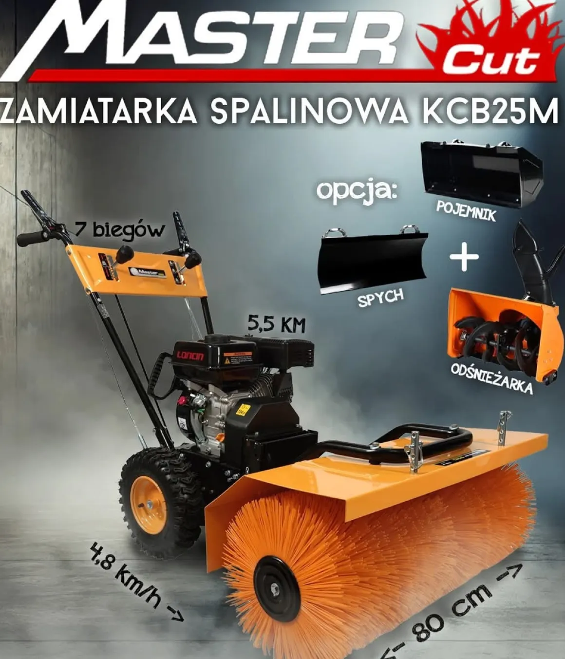MASTERCUT KCB25M ZAMIATARKA SPALINOWA ODŚNIEŻARKA ODŚNIEŻARKI SPALINOWA z NAPĘDEM 6.5KM 80cm - OFICJALNY DYSTRYBUTOR - AUTORYZOWANY DEALER MASTERCUT