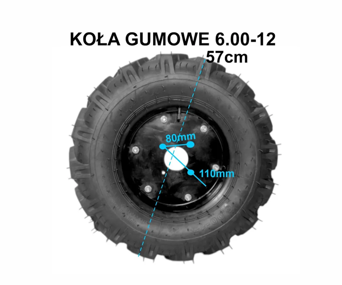 MASTERCUT MC370-22 KOŁA POMPOWANE GUMOWE POMOCNICZE TRANSPORTOWE DO TRAKTORA JEDNOOSIOWEGO MASTERCUT MC370 6.00-12 PARA