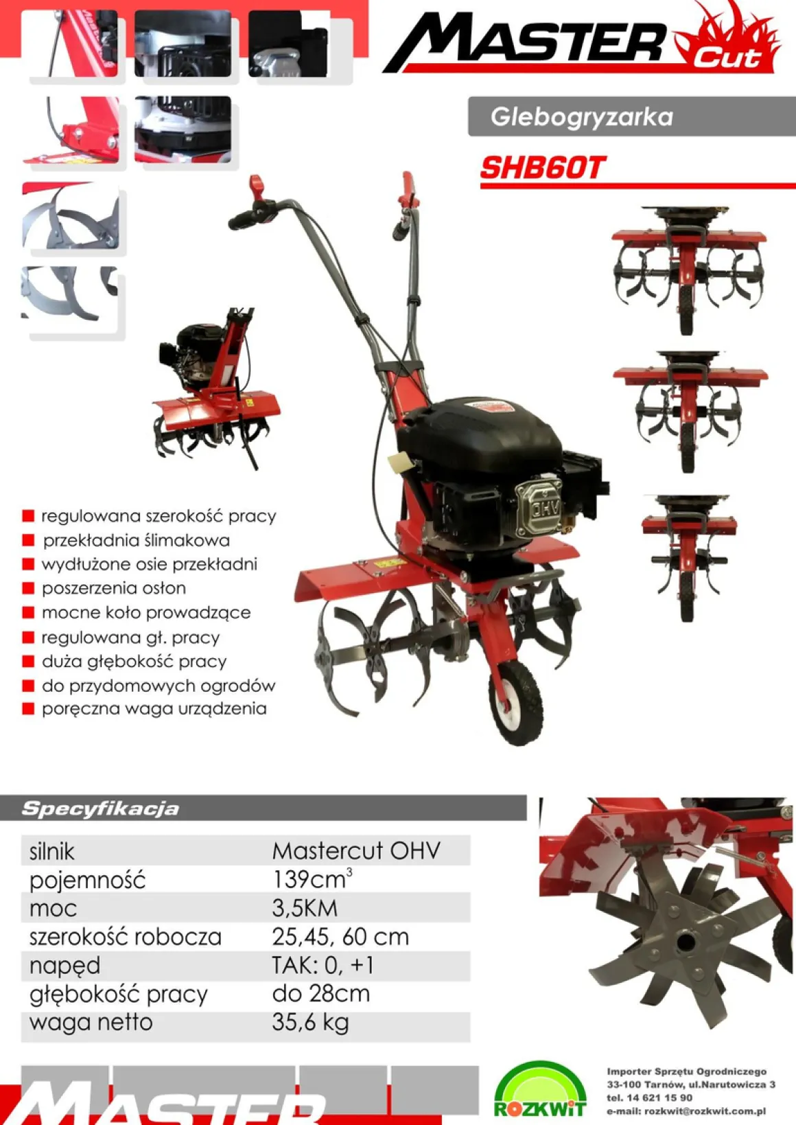 MASTERCUT SHB60T GLEBOGRYZARKA SPALINOWA KULTYWATOR 25cm - 60 cm