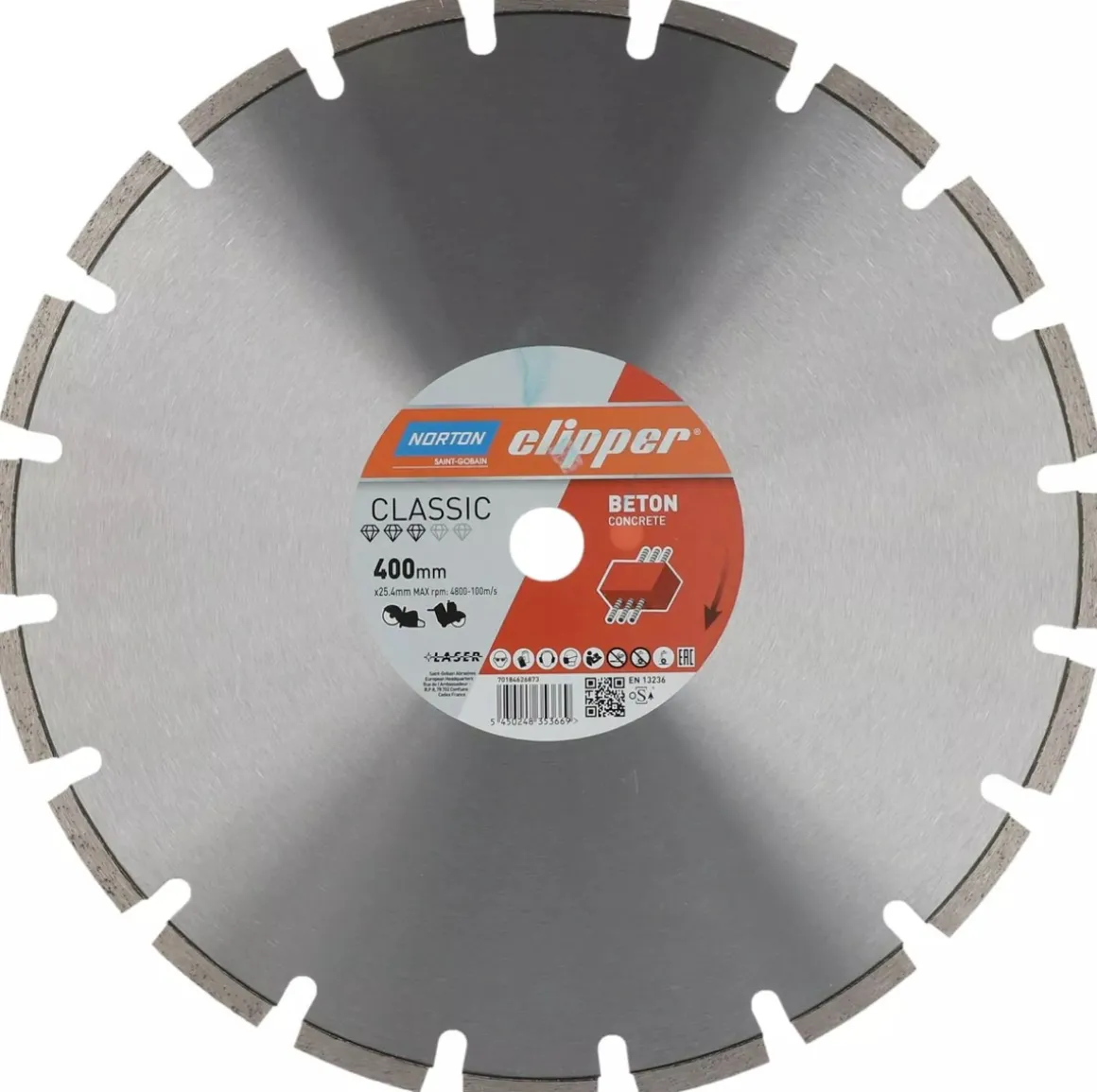 NORTON CLIPPER TARCZA DIAMENTOWA NORTON CLASSIC BETON LASER 400 MM X 25,4 MM DO BETONU do NORTON CLIPPER CS401 OFICJALNY DYSTRYBUTOR - AUTORYZOWANY DEALER NORTON CLIPPER
