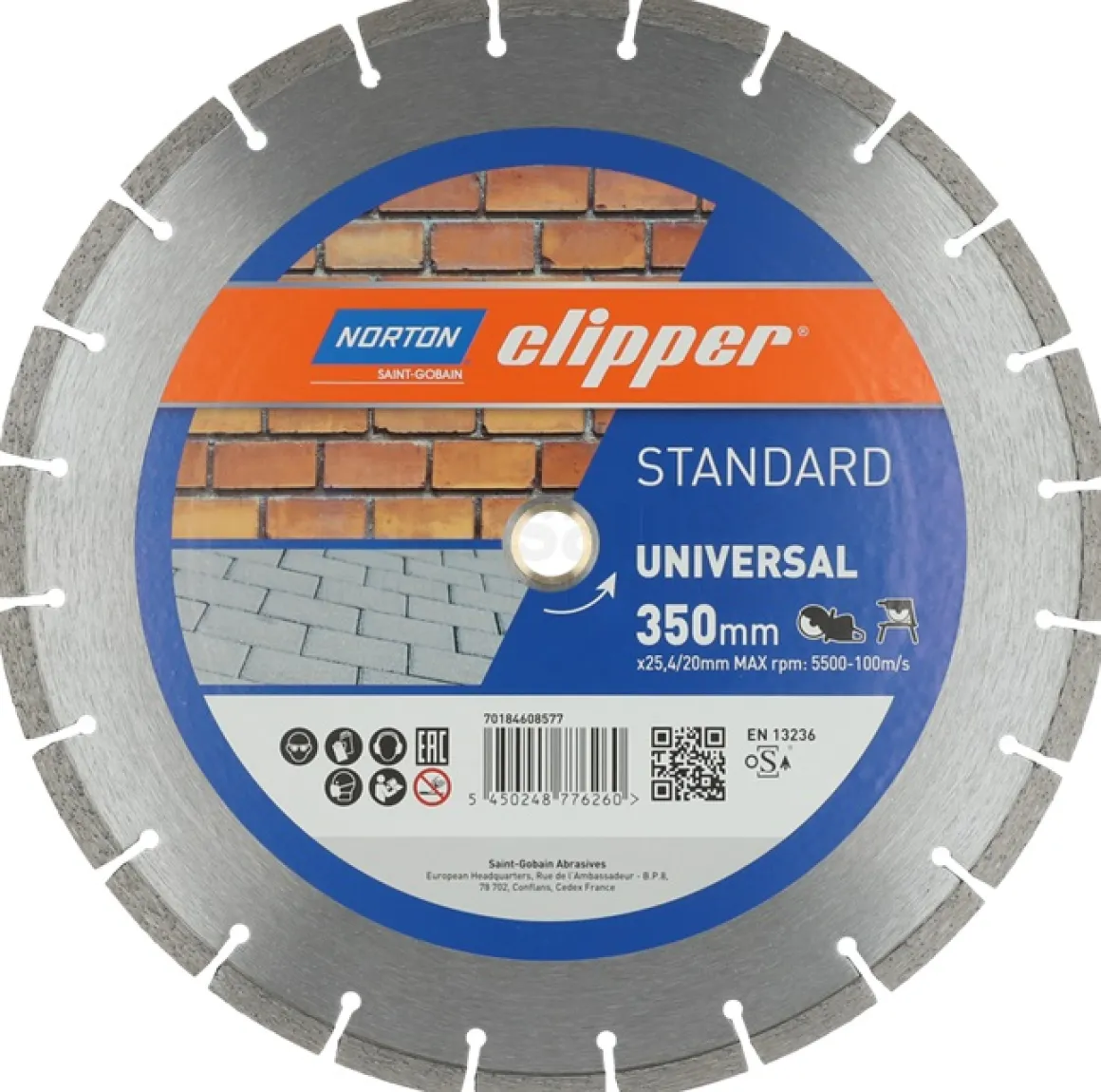 NORTON CLIPPER TARCZA DIAMENTOWA UNIWERSALNA NORTON CLIPPER CLASSIC UNIVERSAL LASER 350-10X3 350mm X 25,4mm OFICJALNY DYSTRYBUTOR - AUTORYZOWANY DEALER NORTON CLIPPER